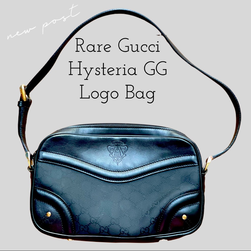 $1150 Rare GUCCI Hysteria GG Logo Top Zip Bag